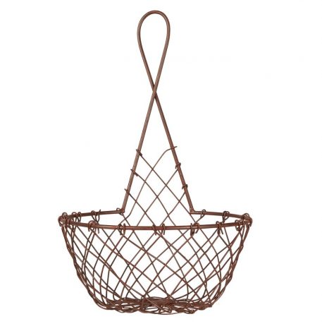 bruin metalen wandmand hoog 30 cm diameter 19 cm ib laursen wall basket wire1