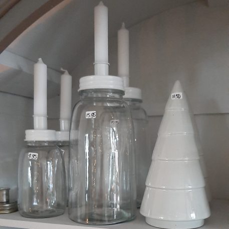 Fles kandelaar 3 maten wit metalen dop - Afbeelding 11