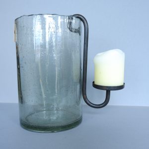 glashaak of hangkandelaar smeedijzer voor stompkaars lang 23 cm