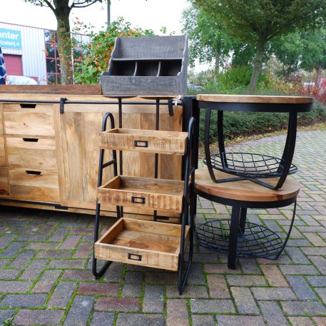 Etagère mangohout en zwart staal UITVERKOCHT - Afbeelding 6