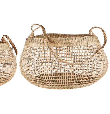 basket round with handles ib-laursen zeegras manden bol met greep large hoog 55 diameter 45 cm