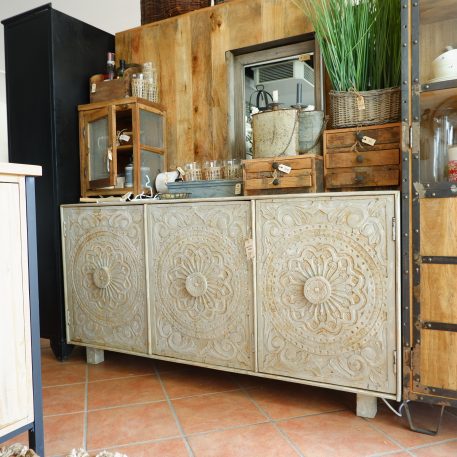 Antiek grijs dressoir Carving 3 deuren - Afbeelding 15