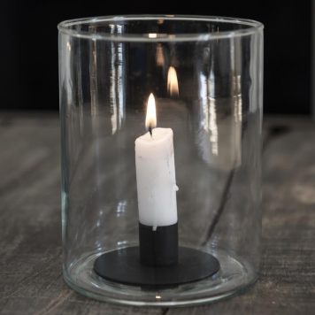kandelaar voor dinerkaars zwart metaal rond diameter 7 cm hoog 2.5 cm ib-laursen candle holder for dinner candle and for lantern