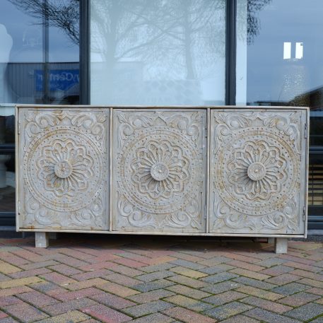Antiek grijs dressoir Carving 3 deuren - Afbeelding 5
