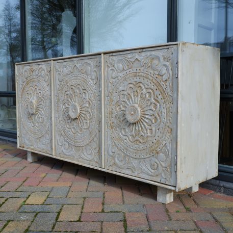Antiek grijs dressoir Carving 3 deuren - Afbeelding 7