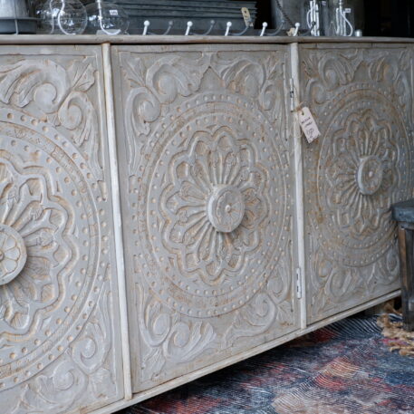 Antiek grijs dressoir Carving 3 deuren - Afbeelding 4