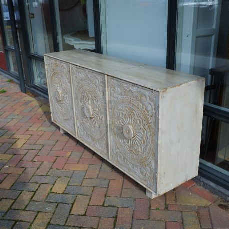 Antiek grijs dressoir Carving 3 deuren - Afbeelding 6