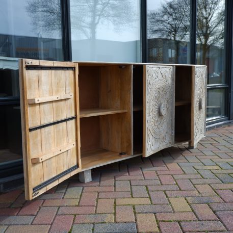 Antiek grijs dressoir Carving 3 deuren - Afbeelding 13