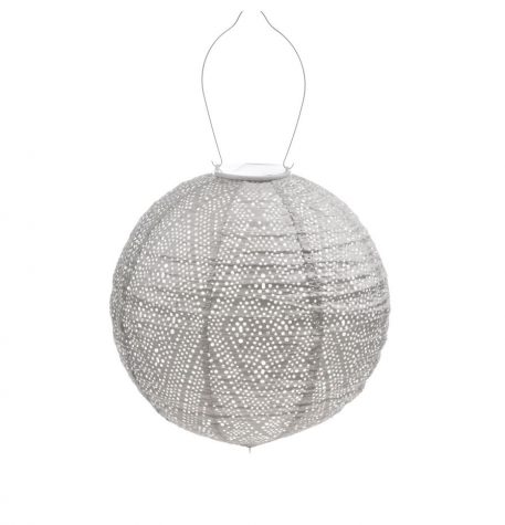 solar bol lampion diameter 30 cm licht taupe lumiz lantern round patern ikat tyvek1a