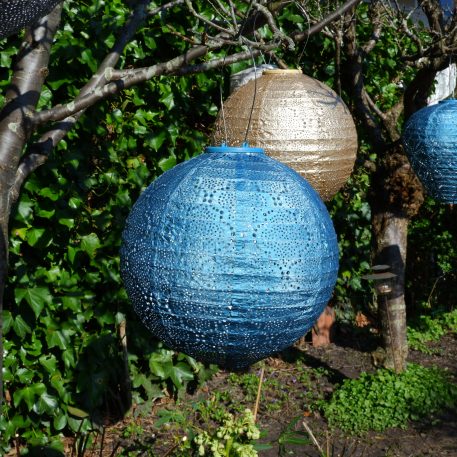 Bol solar lampion Ø30 cm zeeblauw - Afbeelding 5