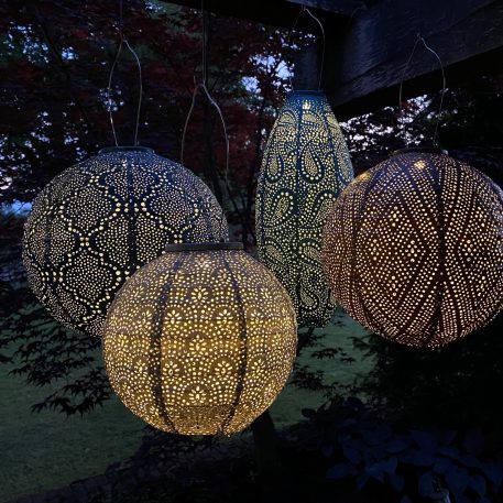 solar bol lampion diameter 30 cm zeeblauw lumiz lantern round patern bazaar tyvek2 links achter