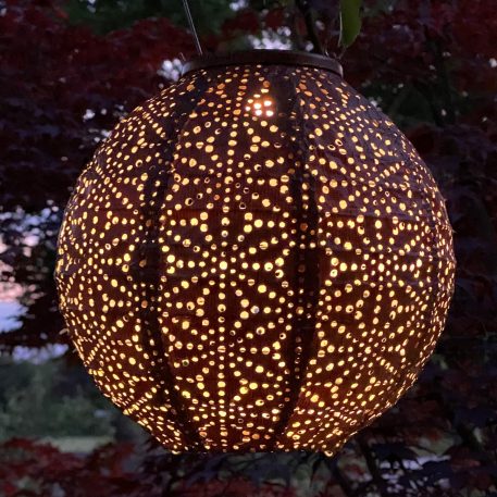 solar bol lampion rond 20 cm koper Lumiz round lantern 20 cm patern Sashiko tyvek1