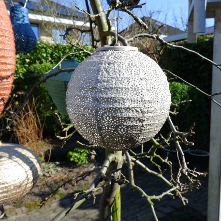 Bol solar lampion Ø20 cm licht taupe UITVERKOCHT - Afbeelding 4
