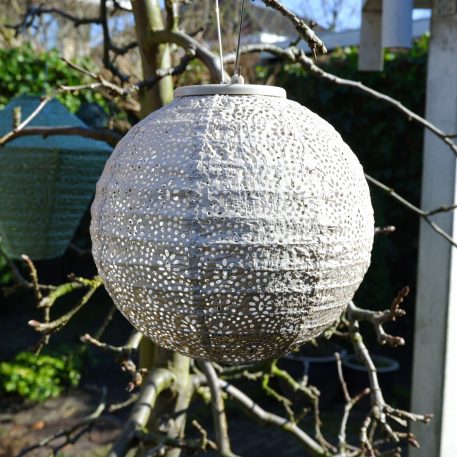 Bol solar lampion Ø20 cm licht taupe UITVERKOCHT - Afbeelding 5