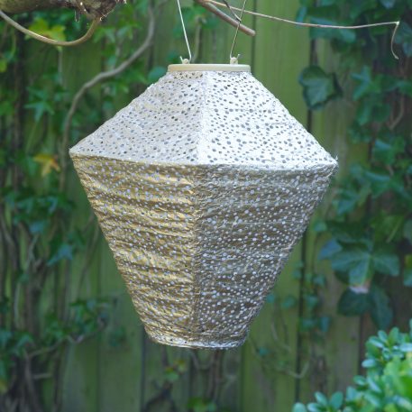 solar diamond lampion diameter 28 cm goud lumiz diamond lantern patern sashiko tyvek2