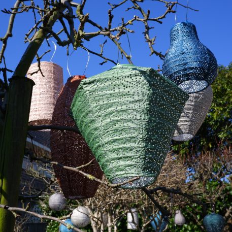 Diamond solar lampion Ø28 cm licht groen UITVERKOCHT - Afbeelding 3