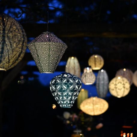 solar diamond lampion diameter 28 cm licht groen lumiz diamond lantern patern sashiko tyvek1