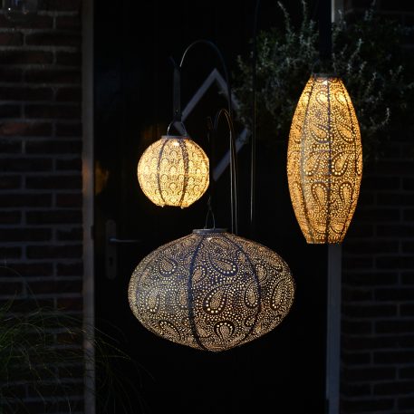 Long oval solar lampion Ø20 cm goud - Afbeelding 11