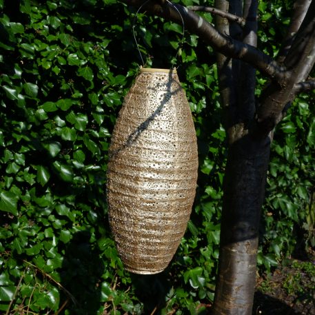 Long oval solar lampion Ø20 cm goud