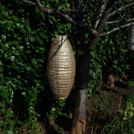 Long oval solar lampion Ø20 cm goud - Afbeelding 4