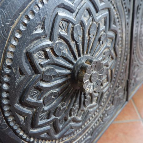 Antiek zwart dressoir Carving 3 deuren - Afbeelding 7