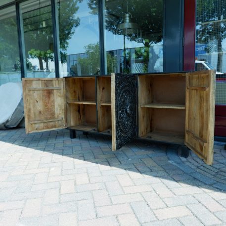 Antiek zwart dressoir Carving 3 deuren - Afbeelding 5