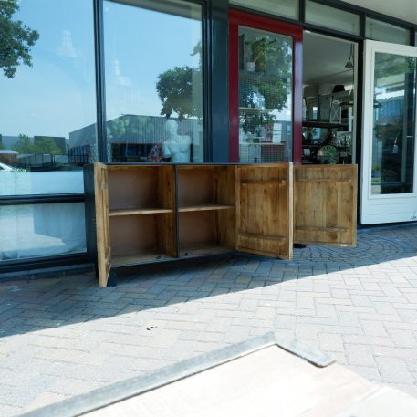 Antiek zwart dressoir Carving 3 deuren - Afbeelding 4