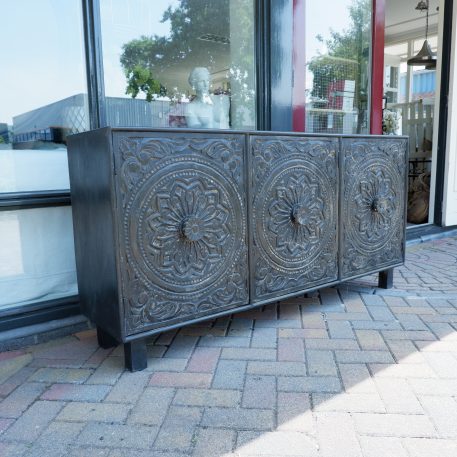 Antiek zwart dressoir Carving 3 deuren - Afbeelding 3