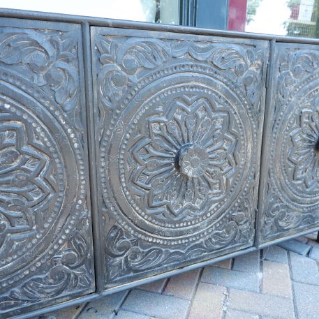 Antiek zwart dressoir Carving 3 deuren - Afbeelding 2