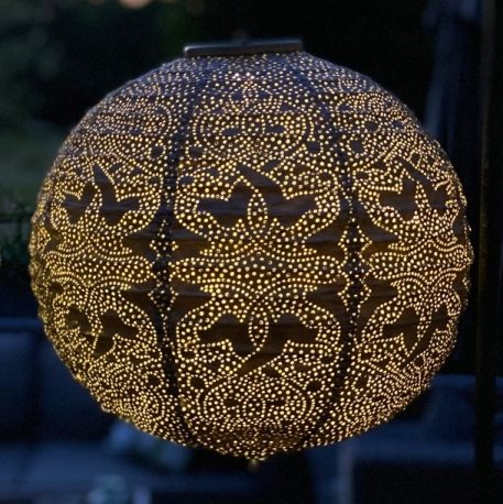 solar bol lampion diameter 30 cm taupe lumiz lantern round patern marrakesh tyvek1