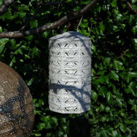 solar cylinder lampion diameter 18 cm licht taupe lumiz cylinder lantern patern mandela tyvek1