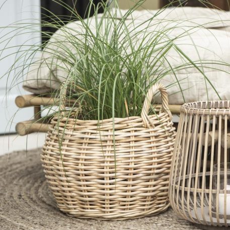 basket round with 2 handles rattan ib-laursen ronde mand met 2 grepen naturel rotan hoog 39 cm diameter 36 cm