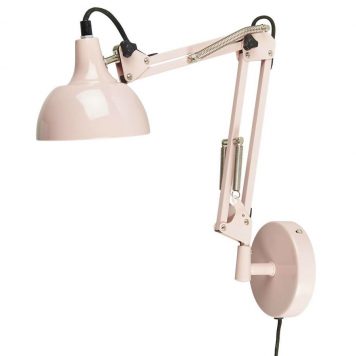 wandlamp architect oud roze metaal hoog 40 cm diep 60 cm ib-laursen wall lamp model architect pink metal and black cord