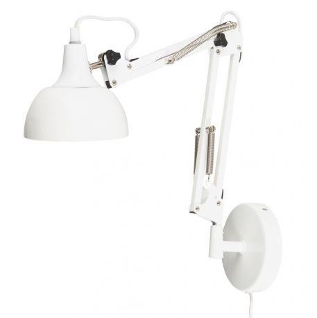 wandlamp architect wit metaal hoog 40 cm diep 60 cm ib-laursen wall lamp model architect white metal and white cord