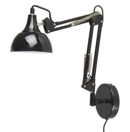 wandlamp architect zwart metaal hoog 40 cm diep 60 cm ib-laursen wall lamp model architect black metal and black cord