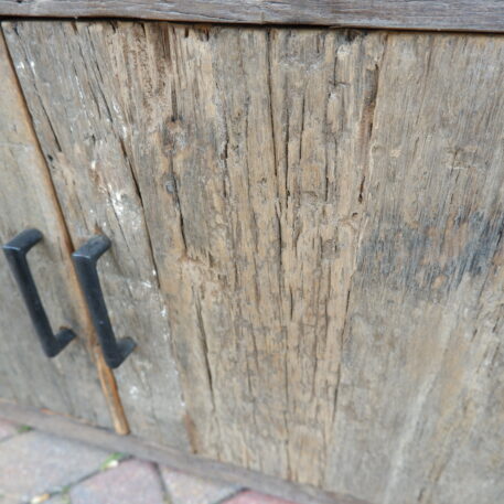 Tv dressoir Praag 2 deuren en 4 lades oud vergrijsd hout GERESERVEERD - Afbeelding 8