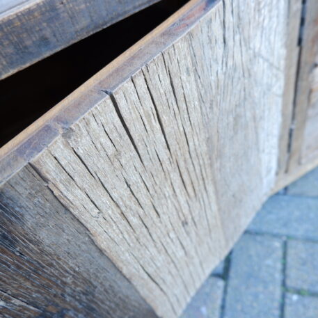 Tv dressoir Praag 2 deuren en 4 lades oud vergrijsd hout GERESERVEERD - Afbeelding 9