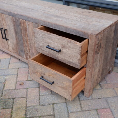 Tv dressoir Praag 2 deuren en 4 lades oud vergrijsd hout GERESERVEERD - Afbeelding 16