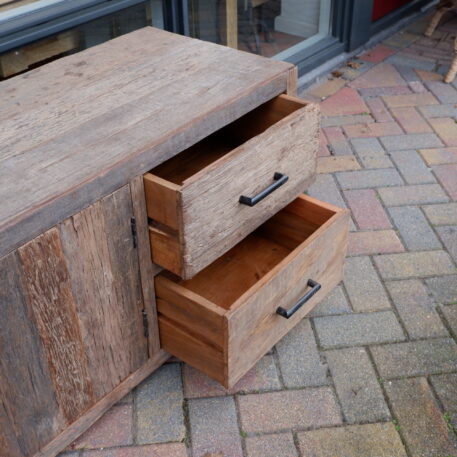 Tv dressoir Praag 2 deuren en 4 lades oud vergrijsd hout GERESERVEERD - Afbeelding 18