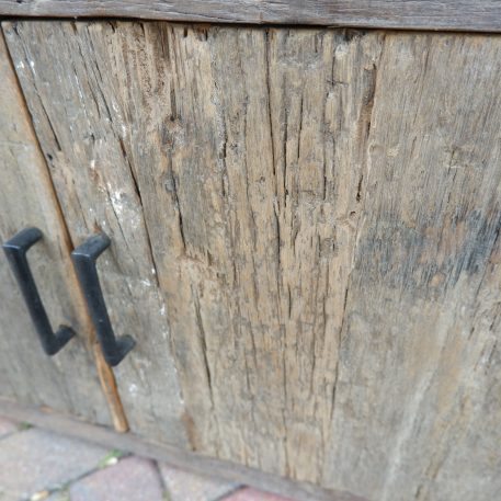 Tv dressoir Praag 2 deuren en 4 lades oud vergrijsd hout - Afbeelding 7