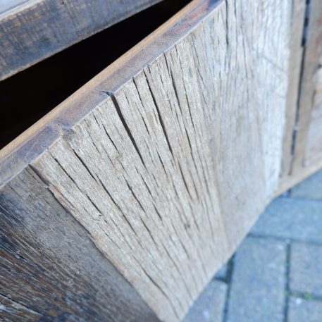 Tv dressoir Praag 2 deuren en 4 lades oud vergrijsd hout - Afbeelding 8