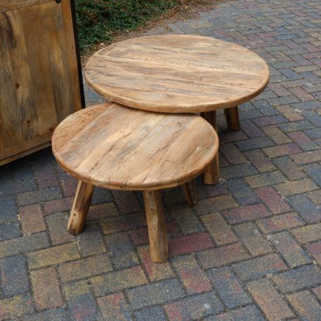 Bijzet-salontafel rond Ø90 cm Truckwood - Afbeelding 4