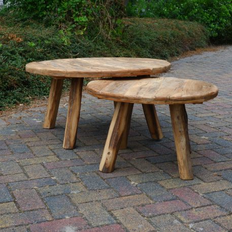 Bijzet-salontafel rond Ø90 cm Truckwood - Afbeelding 3