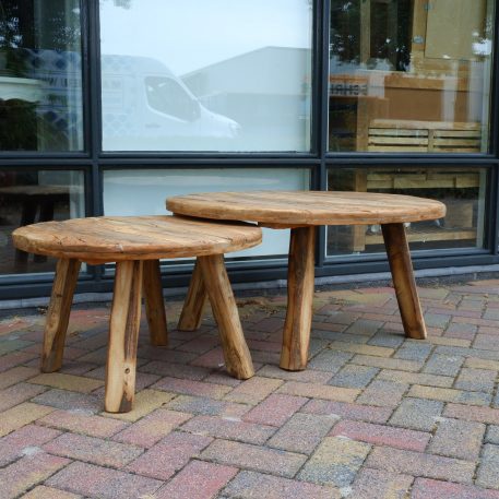 bijzettafel salontafel rond 65 cm hoog 40 cm en rond 90 cm hoog 46 cm truckwood barnwood vergrijsd oud hout2