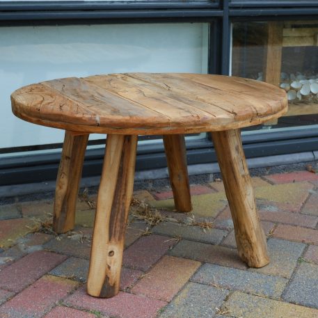 bijzettafel salontafel rond 65 cm hoog 40 cm truckwood barnwood vergrijsd oud hout