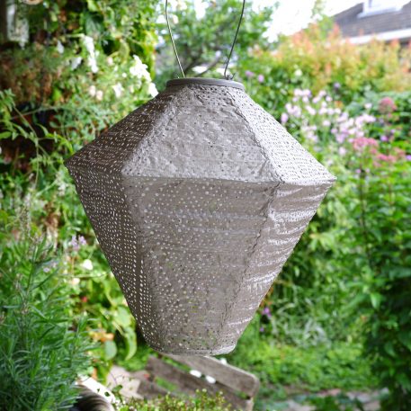 Diamond solar lampion Ø28 cm taupe UITVERKOCHT - Afbeelding 3