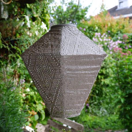 Diamond solar lampion Ø28 cm taupe UITVERKOCHT - Afbeelding 2