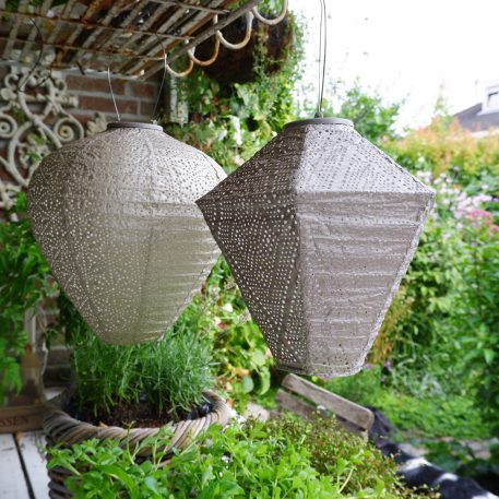 Diamond solar lampion Ø28 cm taupe UITVERKOCHT - Afbeelding 4