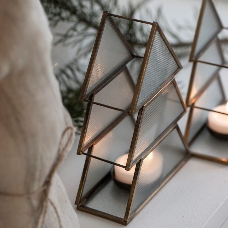 Kerstboom waxinehouder antique brass - Afbeelding 4