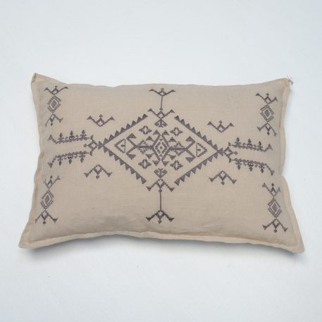 Kussenhoesje 40x60 naturel linnen met donker grijs embroidery - Afbeelding 4
